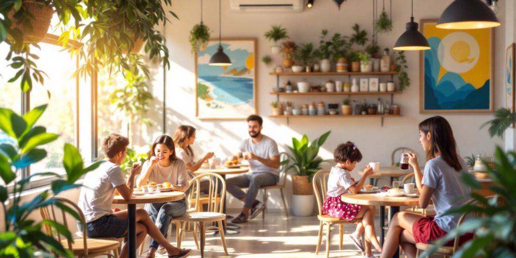 Cozy cafe in Johor with colorful pastries and coffee.