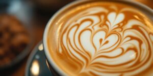 Latte Art With Intricate Foam Design In A Cup.